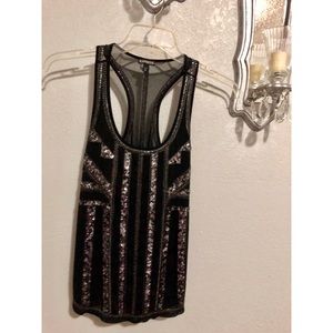 Black and silver sequin detailed racerback